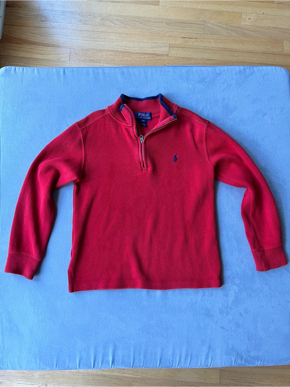 Polo by Ralph Lauren Red Half-Zip Sweater with Navy trim size youth 8